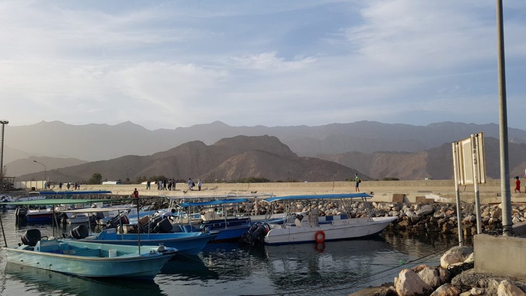 Boats docked in Musandam, Oman