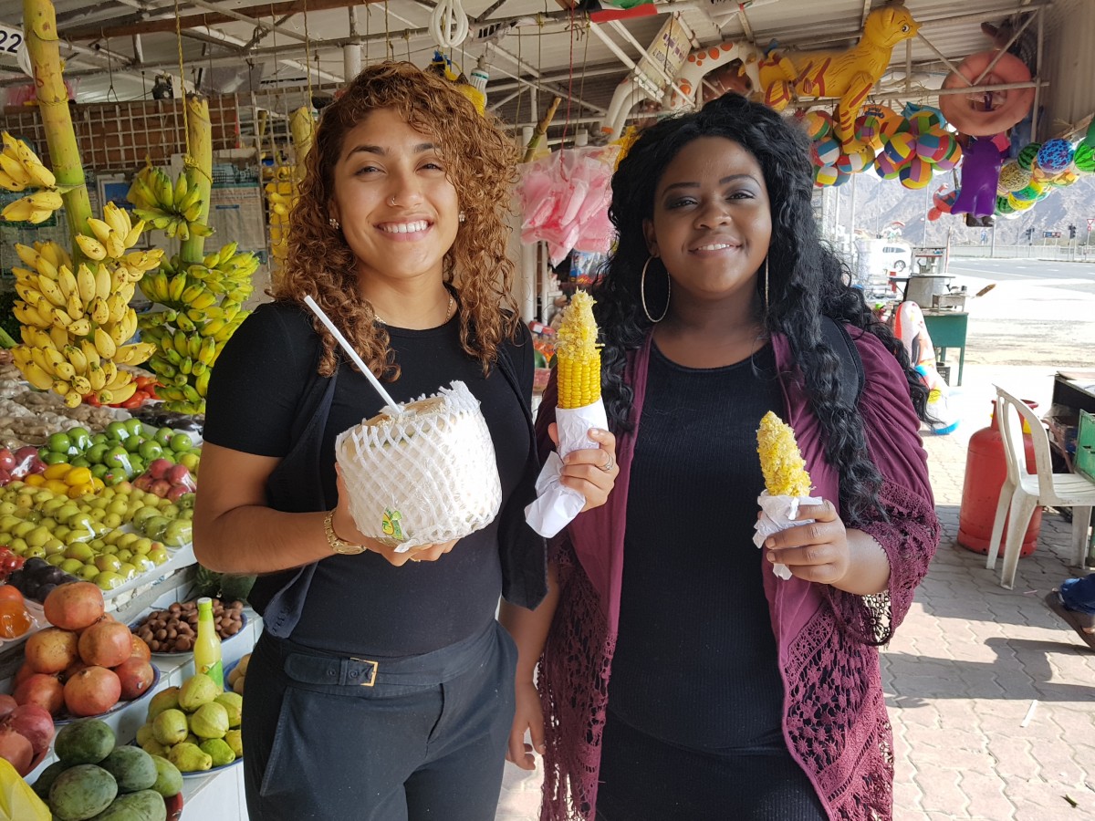 Study abroad students at Friday market in Fujairah Sharjah