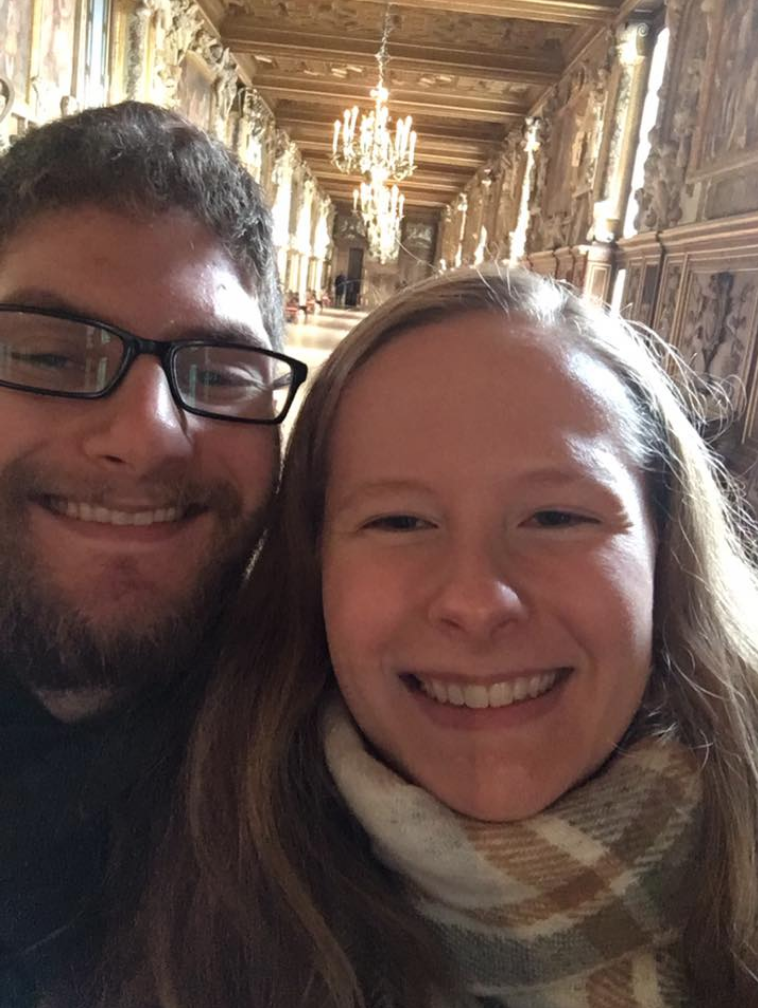 API global leader Ellen Burton smiles with friend in France