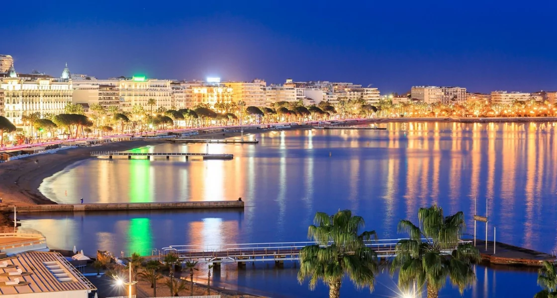 Cannes, France at twilight